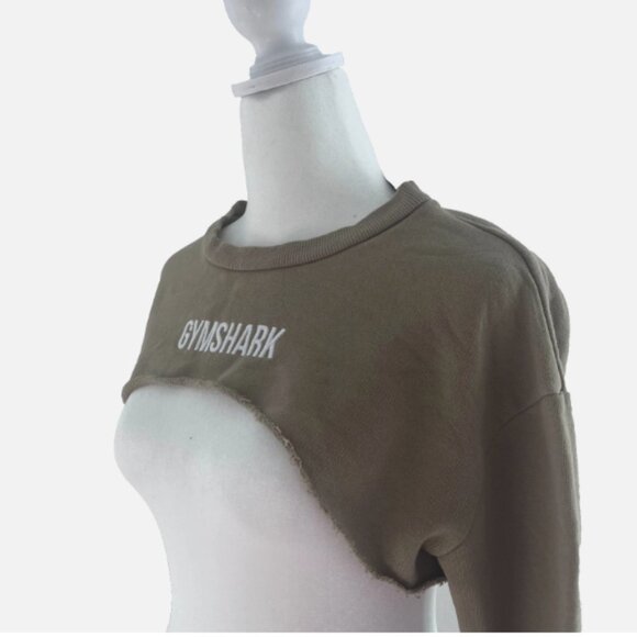 GYMSHARK Super Cropped Sweater in Washed Khaki Size XS ATHLEISURE MUSCLE MOMMY - Picture 4 of 5